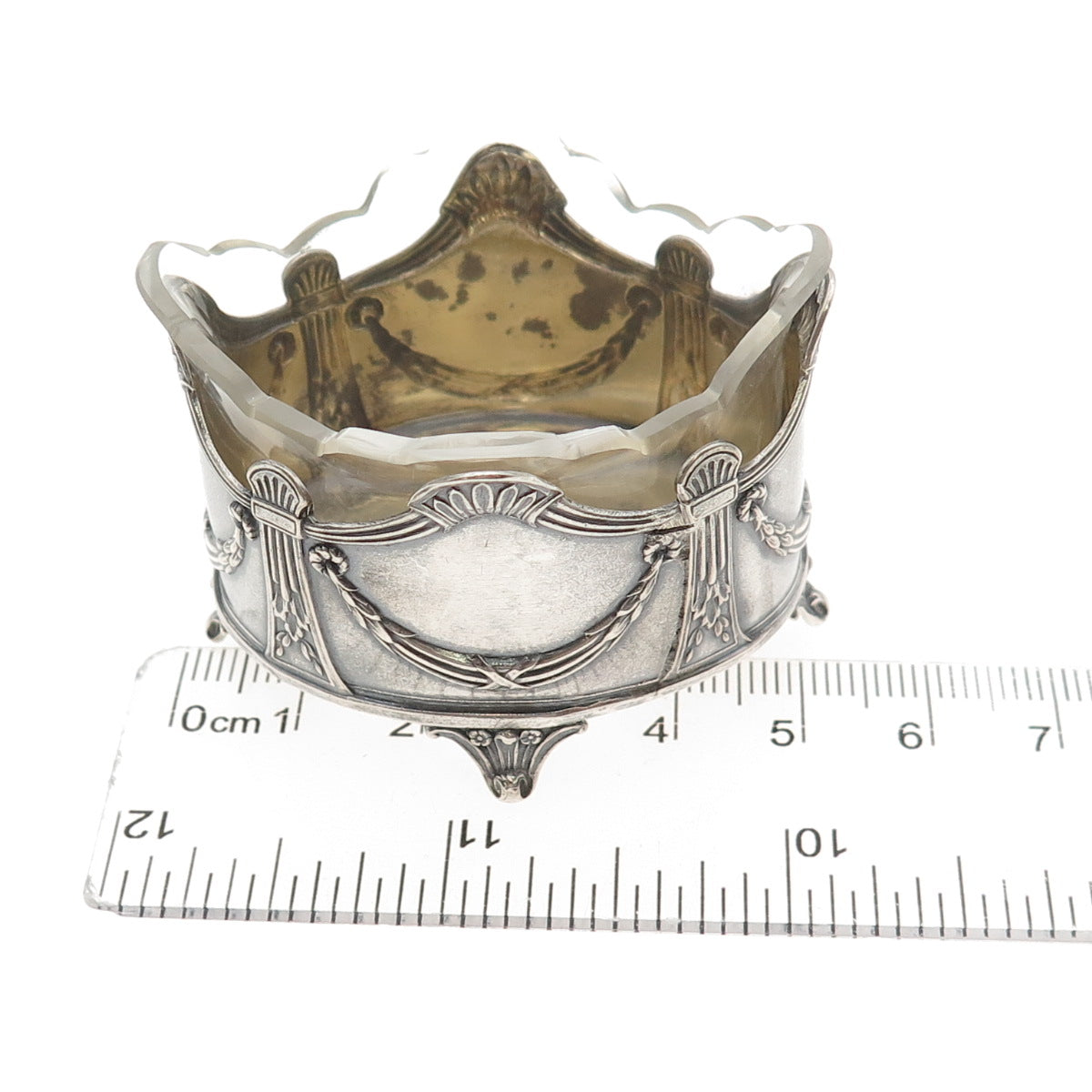 Vladimir Morozov 84 Silver Antique Victorian European Glass Salt Cellar
