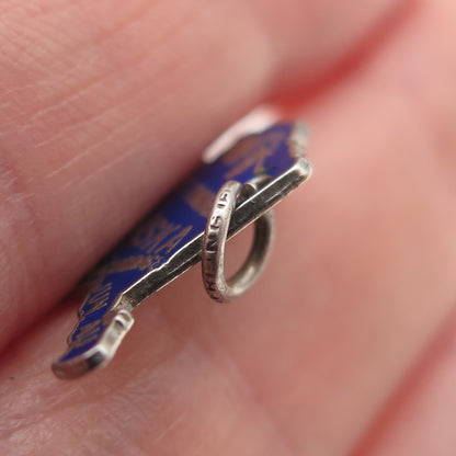 FRENCH & FRANKLIN 925 Sterling Silver Vintage Enamel Alaska State Mini Pendant