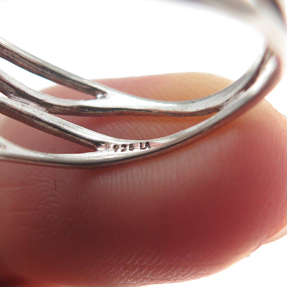 925 Sterling Silver Vintage Multi-Strand Modernist Oxidized Ring Size 7.75