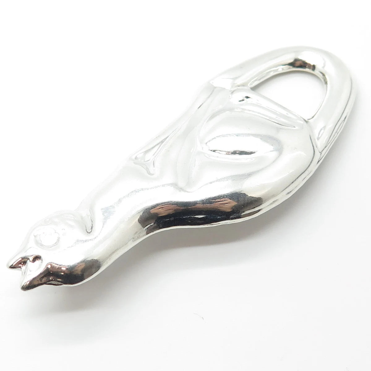 925 Sterling Silver Vintage Mexico Cat Pin Brooch / Pendant