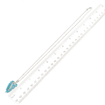 925 Sterling Silver Real Turquoise & White Topaz Floral Chain Necklace 18-20"