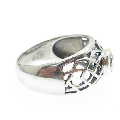 925 Sterling Silver Vintage Round-Cut C Z Woven Ring Size 8.25