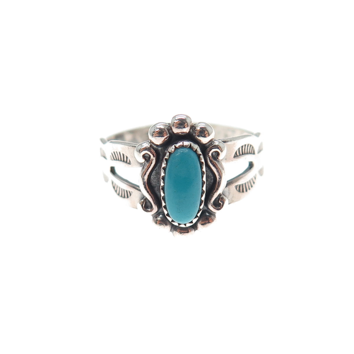 BELL TRADING Old Pawn 925 Sterling Silver Vintage Turquoise Ring Size 4.5