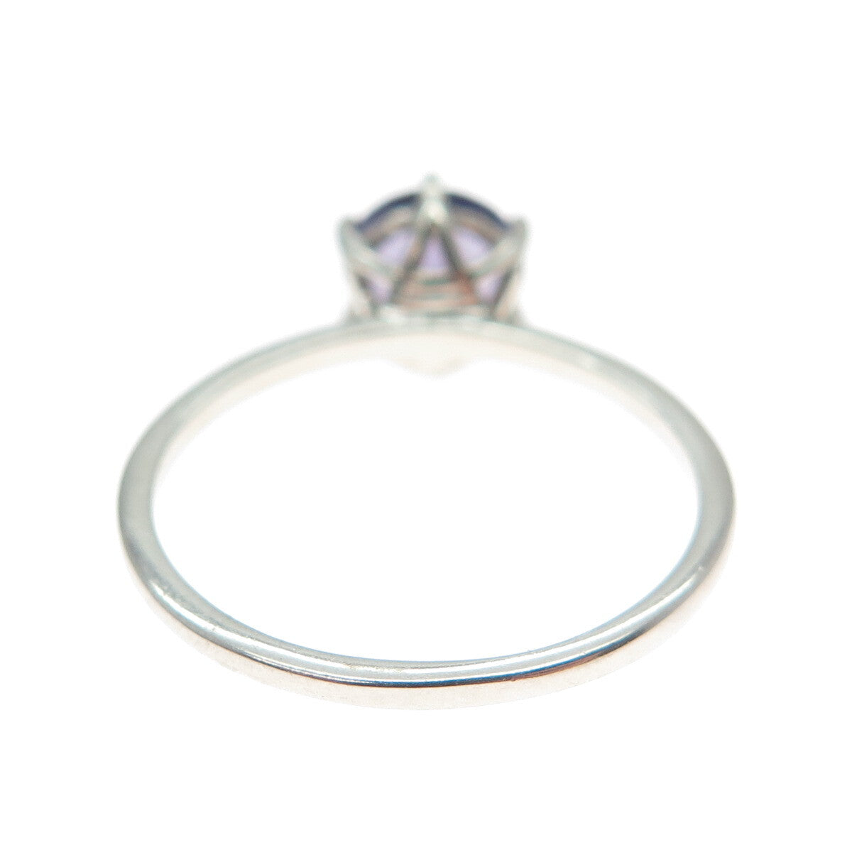 DAZZLERS 925 Sterling Silver Round-Cut Nano Amethyst Ring Size 9