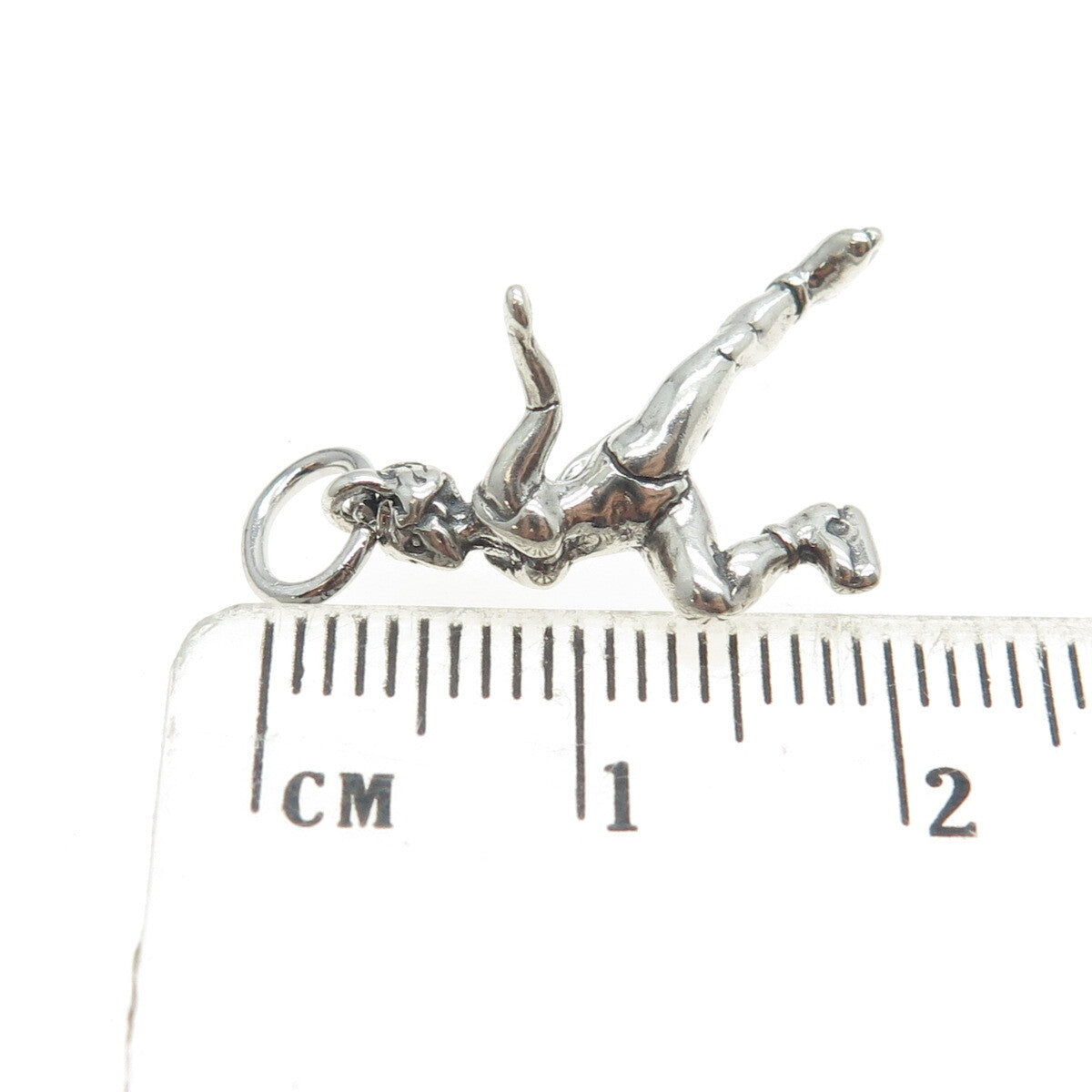 SHUBE 925 Sterling Silver Vintage Figure Skater Fan 3D Pendant
