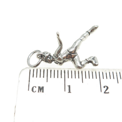 SHUBE 925 Sterling Silver Vintage Figure Skater Fan 3D Pendant