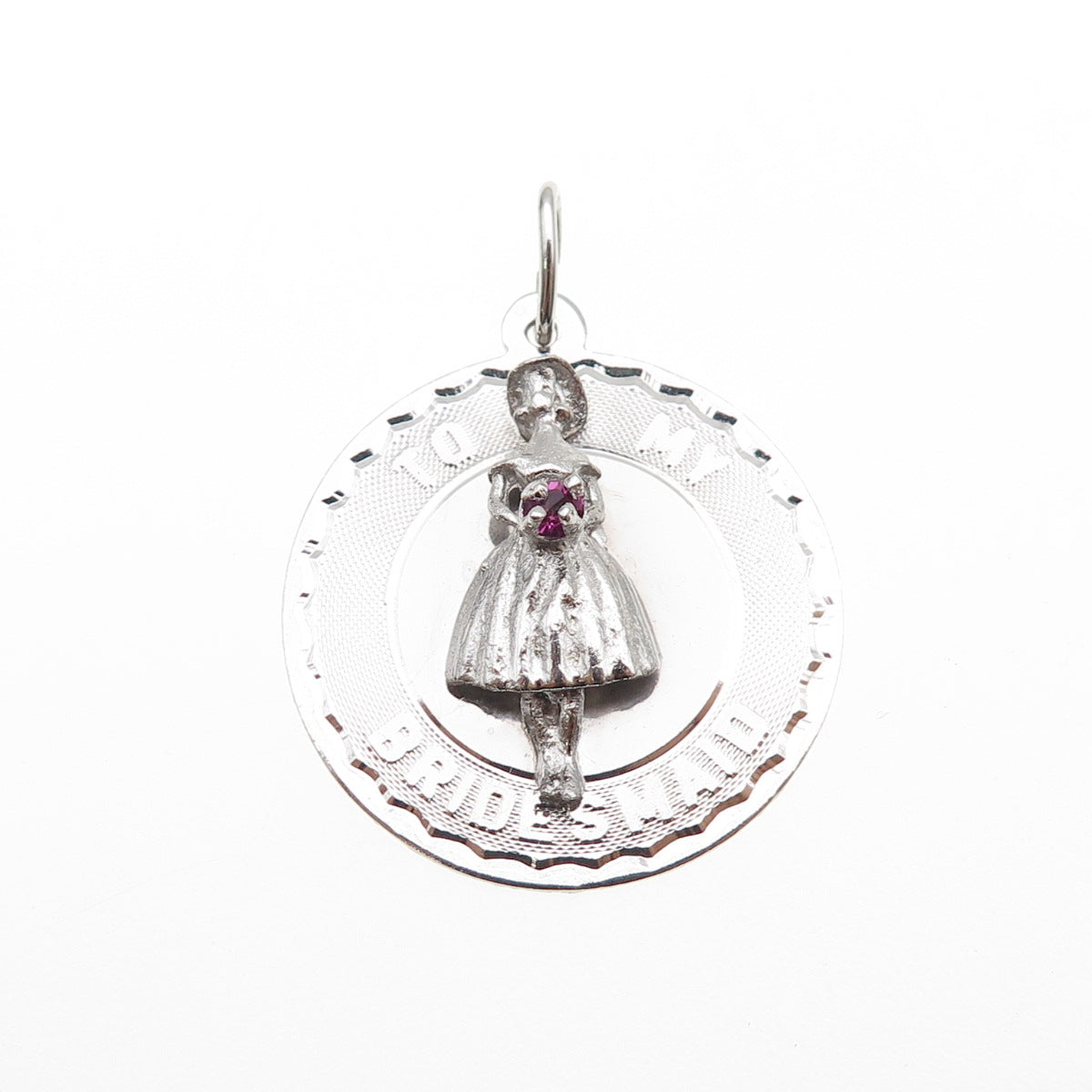 ART'S ELEGANCE 925 Sterling Silver Vintage Rhinestone To My Bridesmaid Pendant