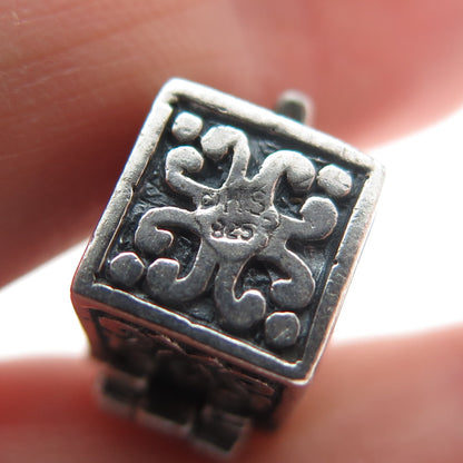 925 Sterling Silver Vintage Enamel US Flag Box Oxidized Minimalist Charm Pendant
