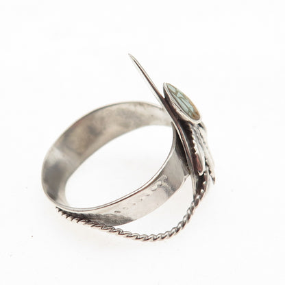 Old Pawn 925 Sterling Silver Vintage Southwestern Turquoise Inlay Ring Size 8.5