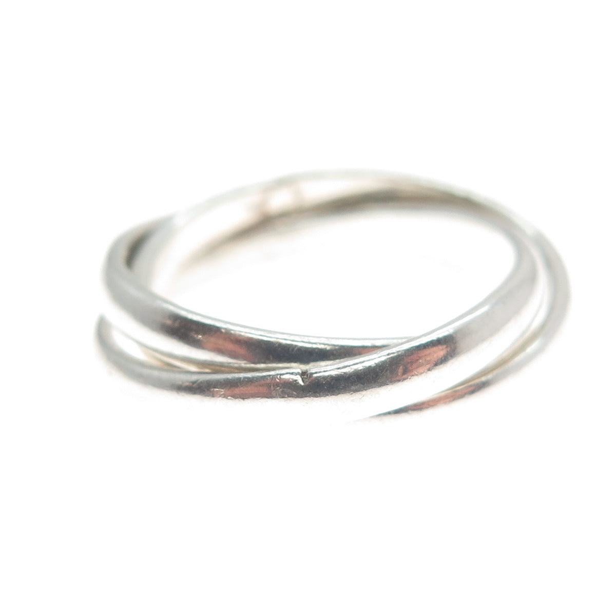925 Sterling Silver Vintage Mexico Triple Interlocked Band Ring Size 4.75