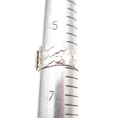 925 Sterling Silver 2-Tone Vintage Blue C Z Modernist Oxidized Ring Size 6.25