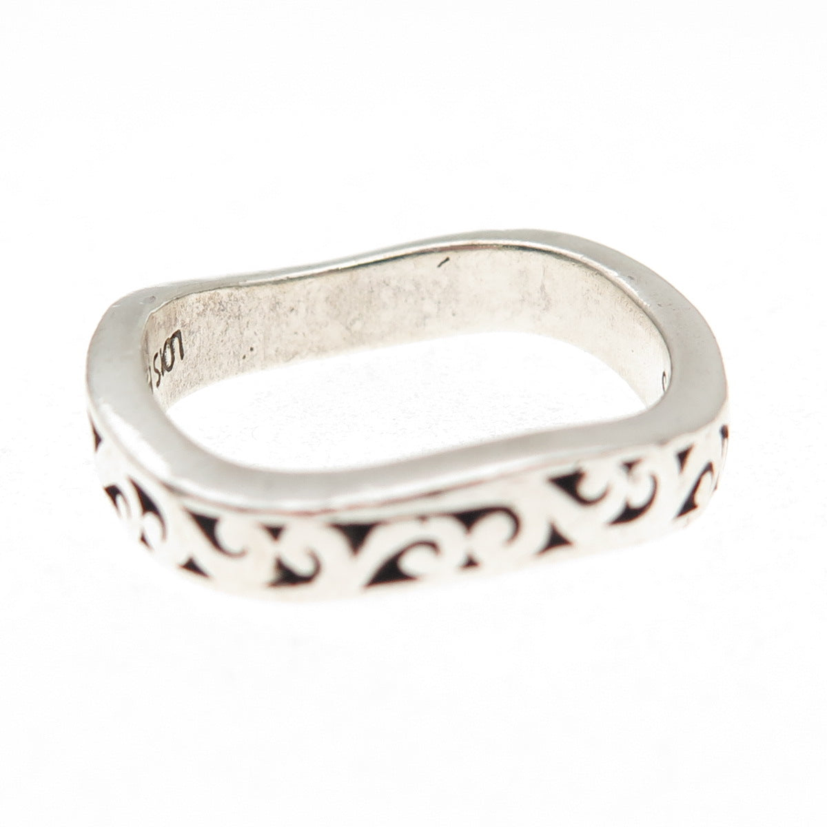 Lois Hill 925 Sterling Silver Vintage Signature Scroll Wavy Band Ring Size 9.25