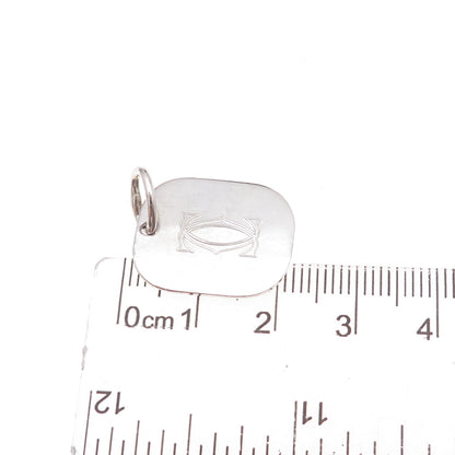 Cartier 925 Sterling Silver Vintage Engraved Logo Tag Charm Pendant