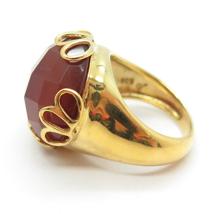 GIOIELLI DI VALENZA 925 Sterling Silver Gold Plated Italy Carnelian Ring Size 6