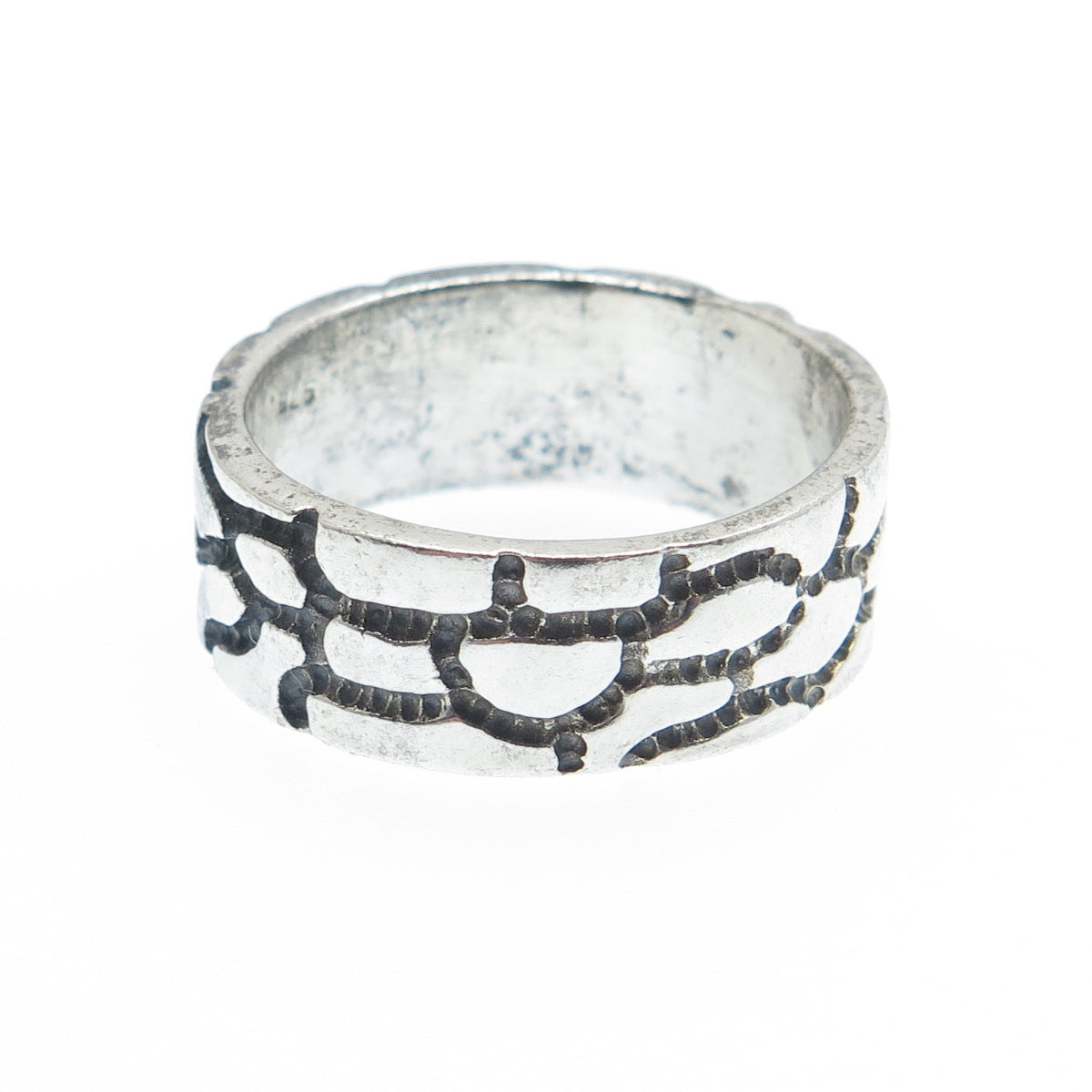 925 Sterling Silver Vintage Cracked Desert Oxidized Band Ring Size 10