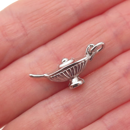 AE Art's Elegance 925 Sterling Silver Vintage Aladdin Lamp 3D Mini Charm Pendant