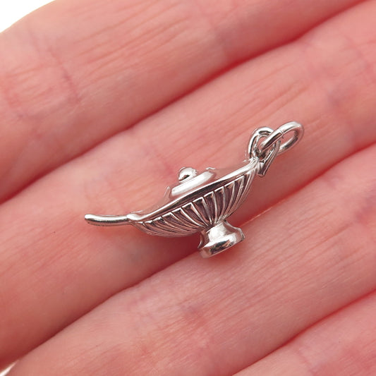 AE Art's Elegance 925 Sterling Silver Vintage Aladdin Lamp 3D Mini Charm Pendant