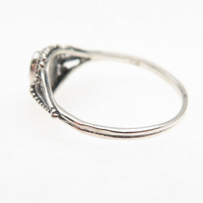 925 Sterling Silver Vintage Real Black & White Onyx Yin Yang Ring Size 8