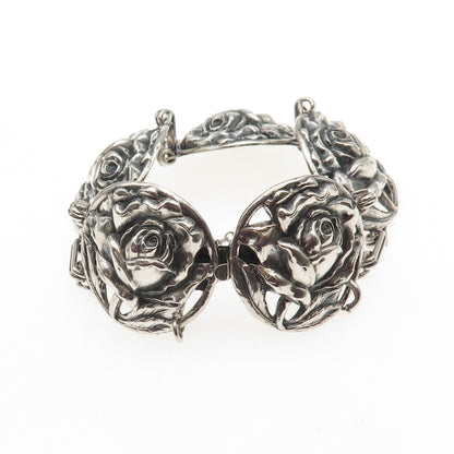 Norseland by CORO 925 Sterling Silver Antique Art Deco Rose Flower Bracelet 7.5"