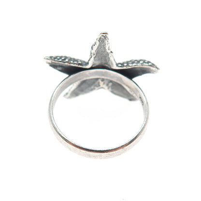 925 Sterling Silver Vintage Starfish Oxidized Ring Size 8.75