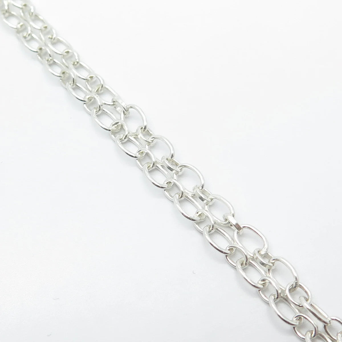 925 Sterling Silver Vintage Real Turquoise Gemstone Rolo Chain Necklace 20"