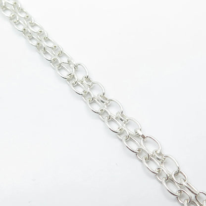 925 Sterling Silver Vintage Real Turquoise Gemstone Rolo Chain Necklace 20"