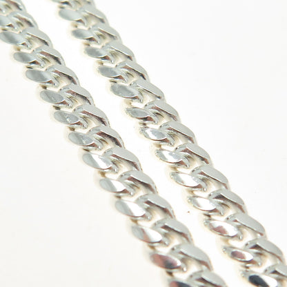 925 Sterling Silver Italy Flat Curb Link Bracelet 8"