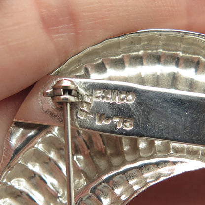 925 Sterling Silver 2-Tone Vintage Mexico Modernist Pin Brooch