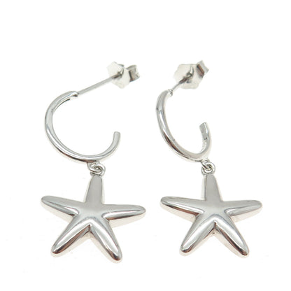 925 Sterling Silver Star Dangle Half Hoop Earrings