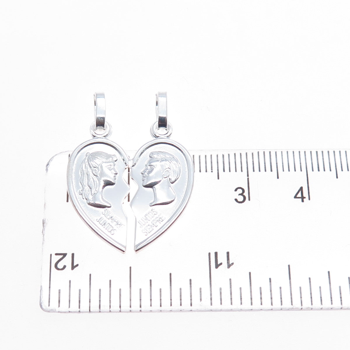 925 Sterling Silver Italy Always Together Broken Heart Charm Pendant