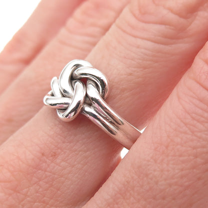 925 Sterling Silver Vintage Double Love Knot Oxidized Ring Size 8.75