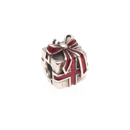 Pandora 925 Sterling Silver Enamel Present Gift Box Slide Bead Charm