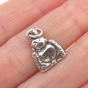 925 Sterling Silver Antique Art Deco Buddha Oxidized Mini Charm Pendant