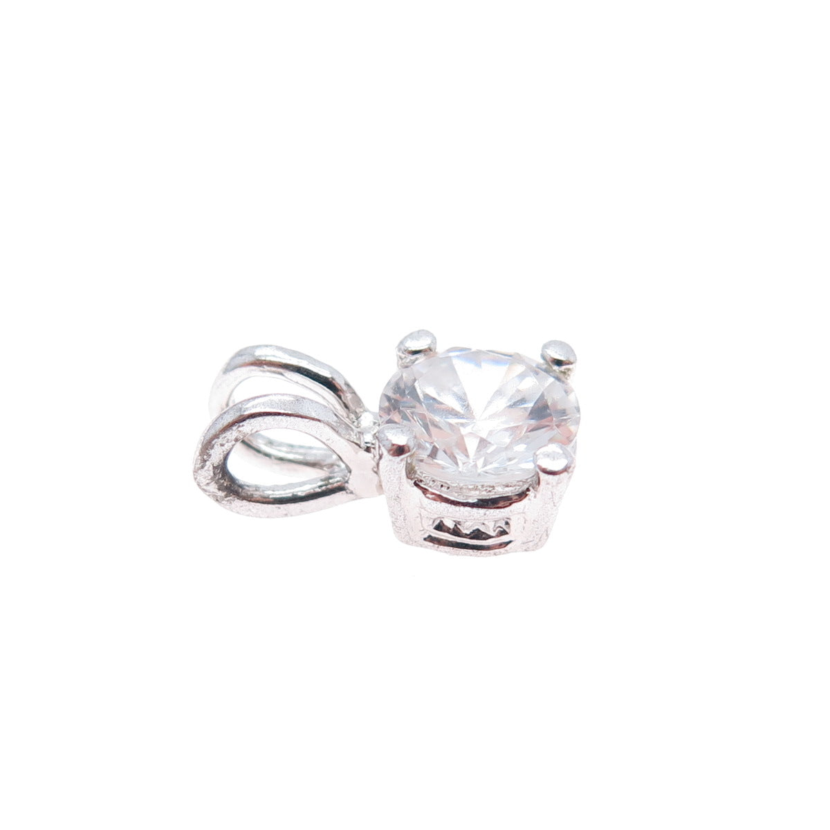 925 Sterling Silver Round-Cut C Z Minimalist Charm Pendant