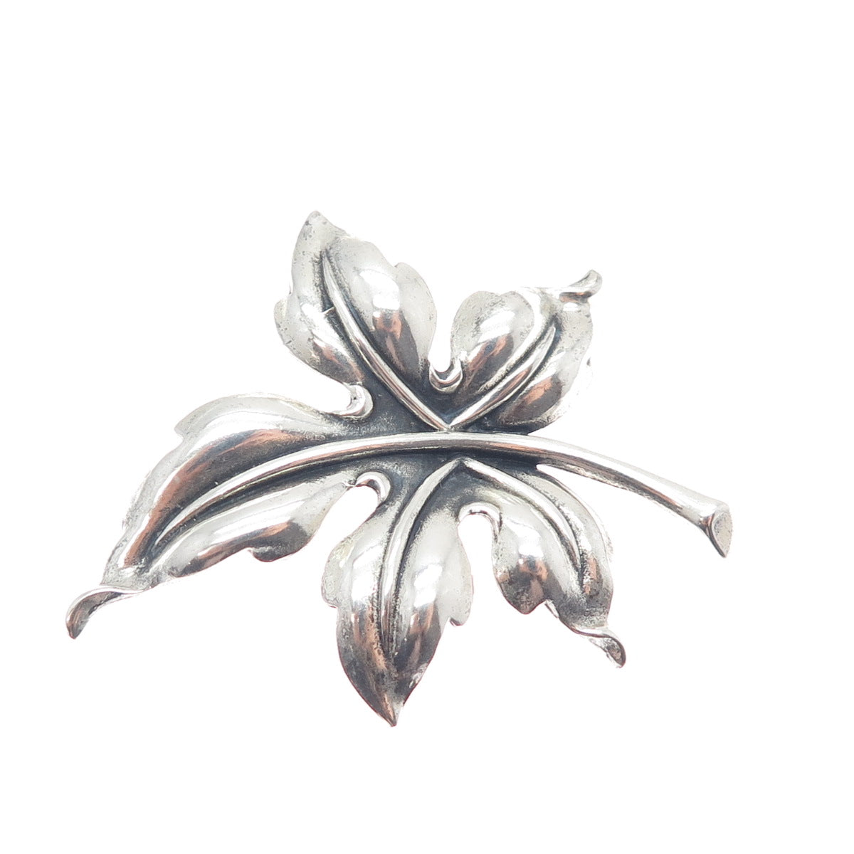 DANECRAFT 925 Sterling Silver Antique Art Deco Maple Leaf Oxidized Pin Brooch