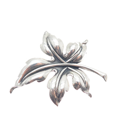 DANECRAFT 925 Sterling Silver Antique Art Deco Maple Leaf Oxidized Pin Brooch
