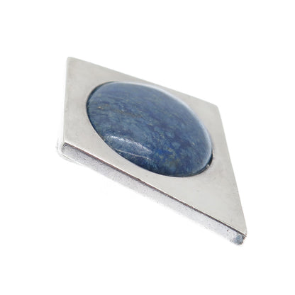950 Silver Vintage Mexico Real Lapis Lazuli Modernist Geometric Pendant