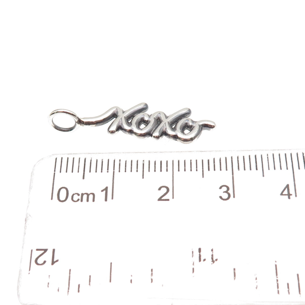 925 Sterling Silver Vintage XOXO Hugs & Kisses Oxidized Charm Pendant