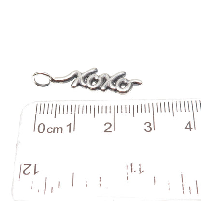 925 Sterling Silver Vintage XOXO Hugs & Kisses Oxidized Charm Pendant