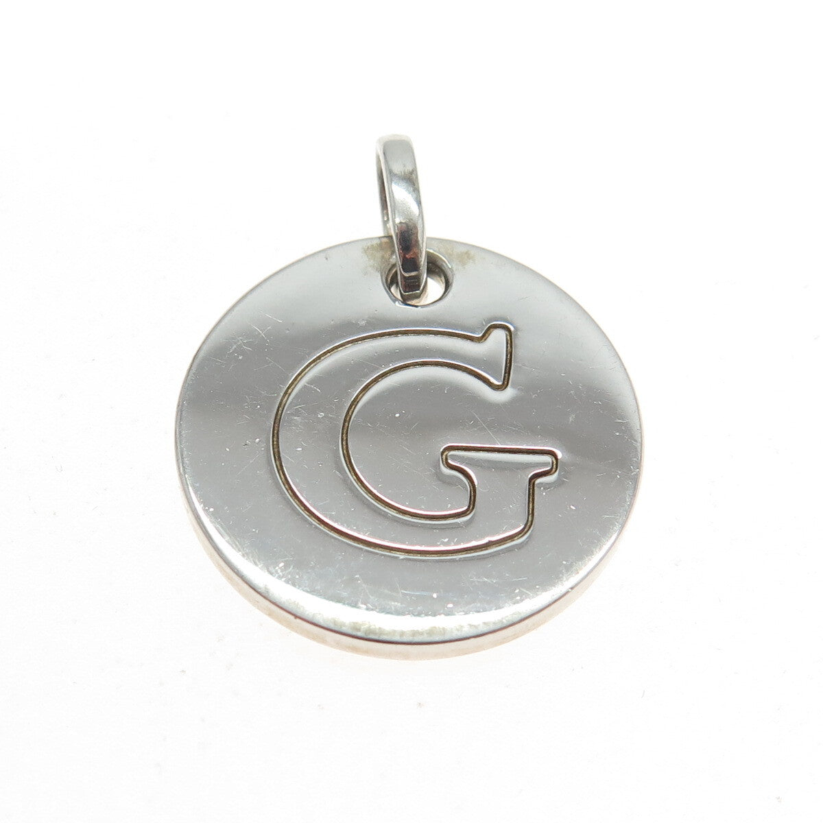 HN HENG NGAI 925 Sterling Silver Letter "G" Initial Round Pendant