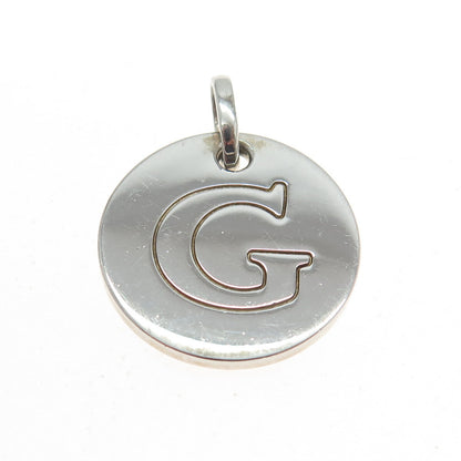 HN HENG NGAI 925 Sterling Silver Letter "G" Initial Round Pendant