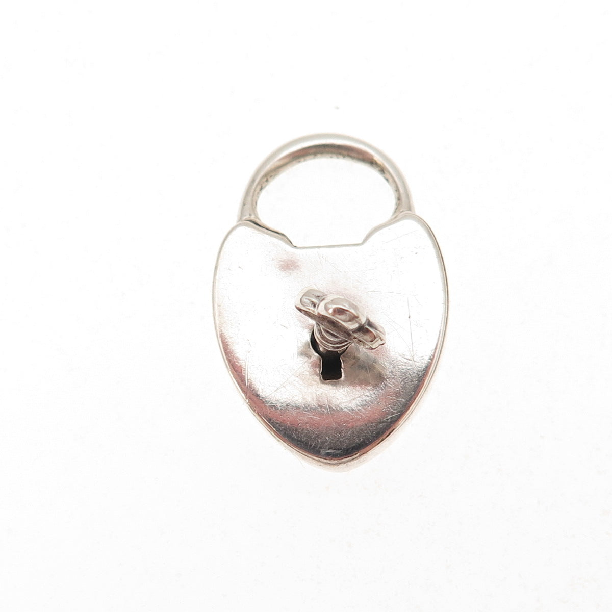 925 Sterling Silver Antique Art Deco Heart & Key Padlock Chatelaine Pendant