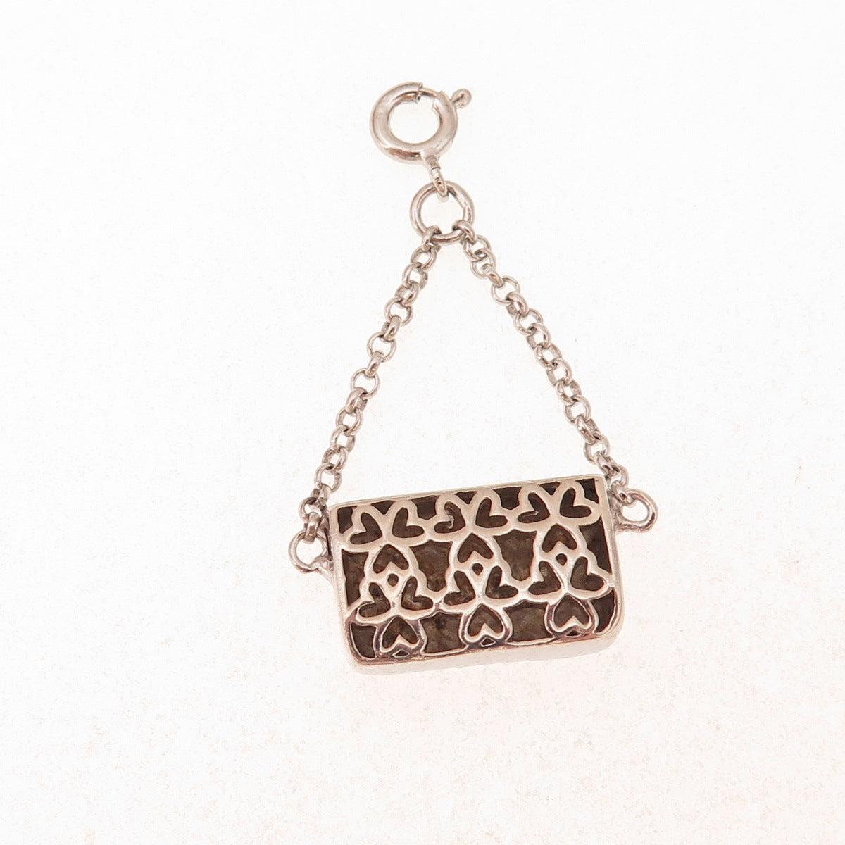 925 Sterling Silver Vintage Ladies Purse Spring Ring Lock Charm Pendant