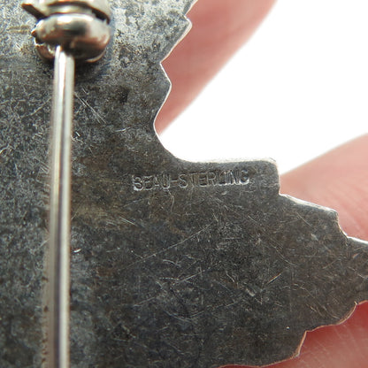 BEAU 925 Sterling Silver Vintage Maple Leaf Pin Brooch