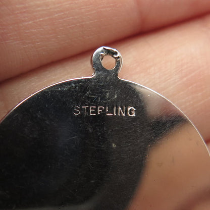 925 Sterling Silver Vintage "Happy Anniversary" Ribbed Pendant