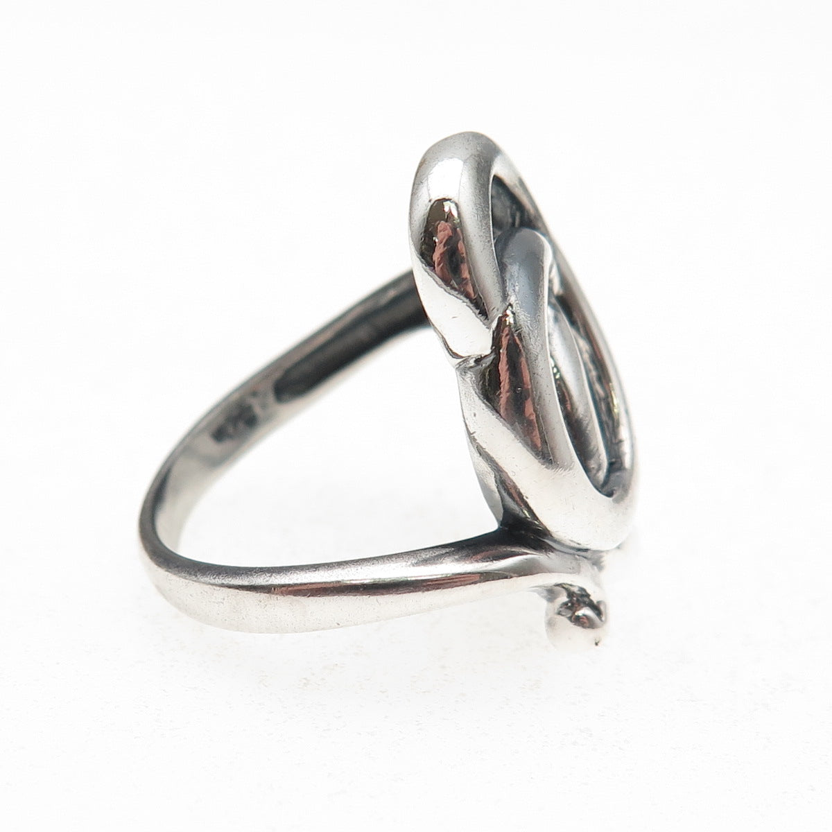 925 Sterling Silver Vintage Modernist Twisted Knot Oxidized Ring Size 6.75