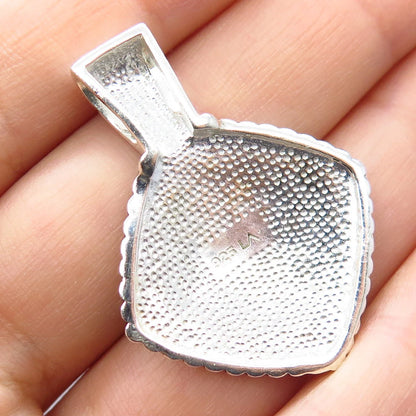 925 Sterling Silver Vintage Enamel Ornate Slide Pendant