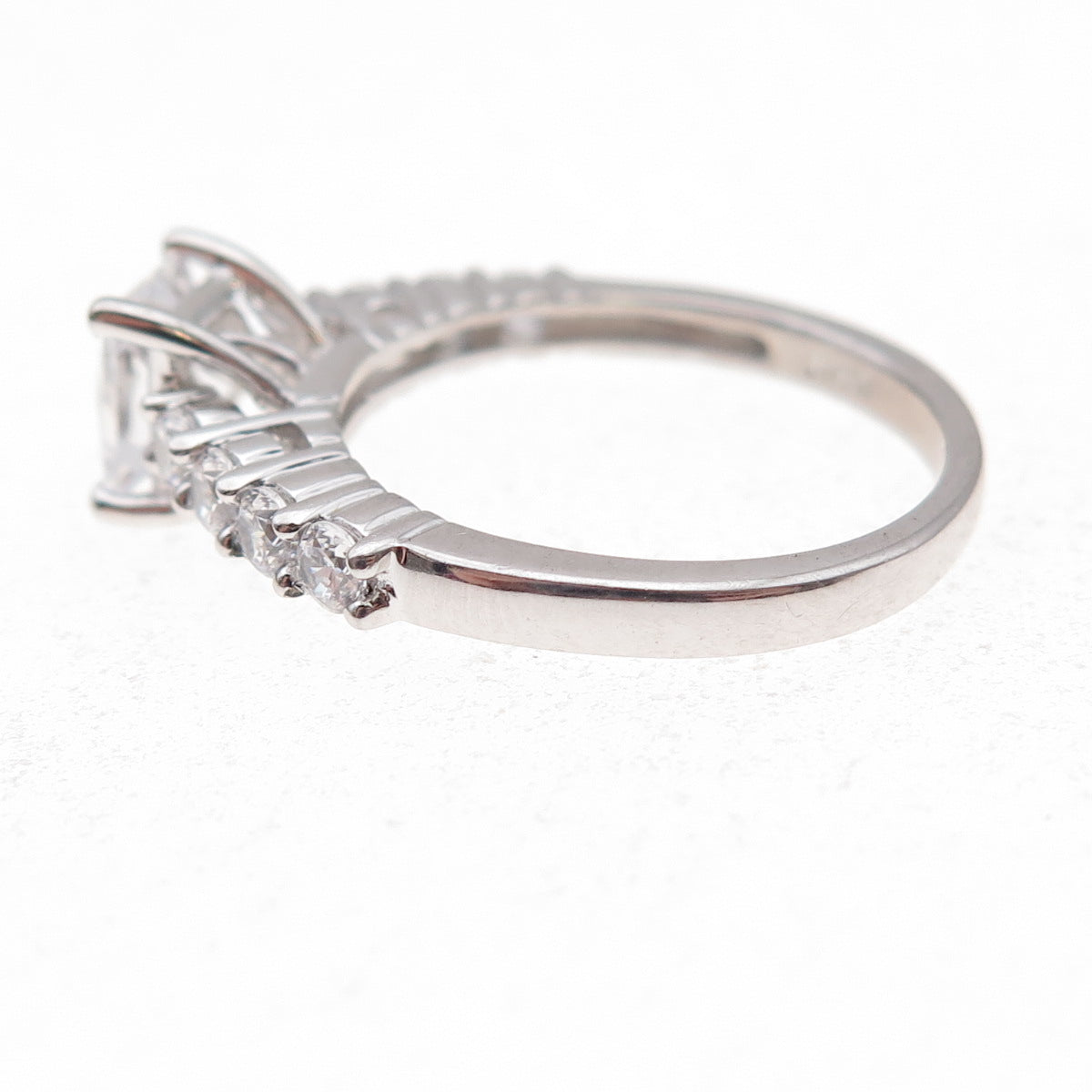 JH Young 925 Sterling Silver Princess & Round-Cut C Z Engagement Ring Size 7