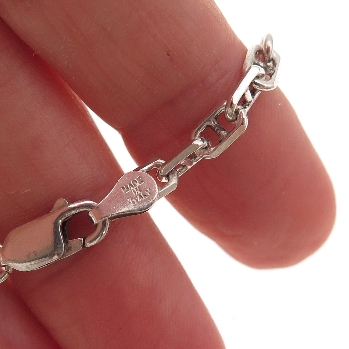 925 Sterling Silver Vintage Italy Anchor Mariner Chain Necklace 24"