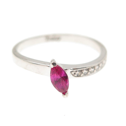 925 Sterling Silver Lab-Created Ruby & C Z Today Ring Size 7.25